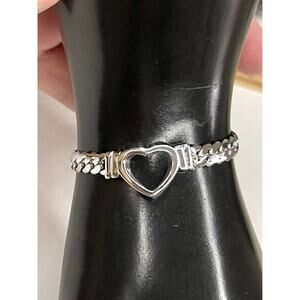 Bracelet Heart Chain Waterproof 925 Silver Plate Chunky JA08